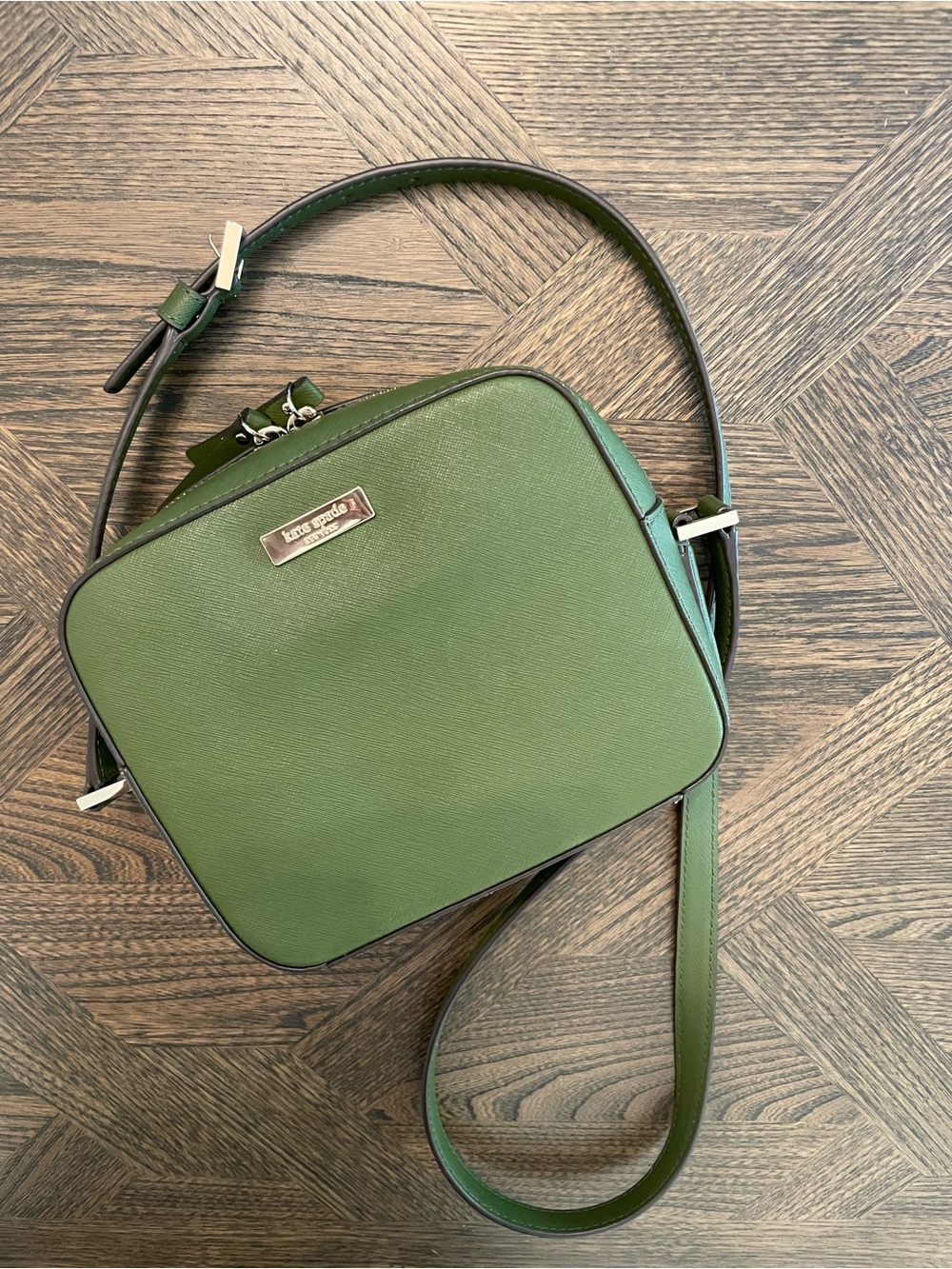 Kate Spade Genuine Leather Cammie Newbury Lane Green Crossbody Bag
